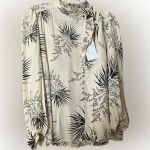 BA&SH Nude /light pearl peach-beige-with floral black design long sleeves size L